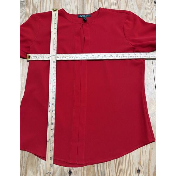 LAUREN RALPH LAUREN red polyester blouse long sleeve size L - Picture 7 of 8